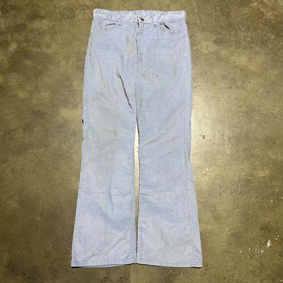 Vintage 70s Sears Light Blue Bell Bottom Corduroys 31x30 - Picture 1 of 6